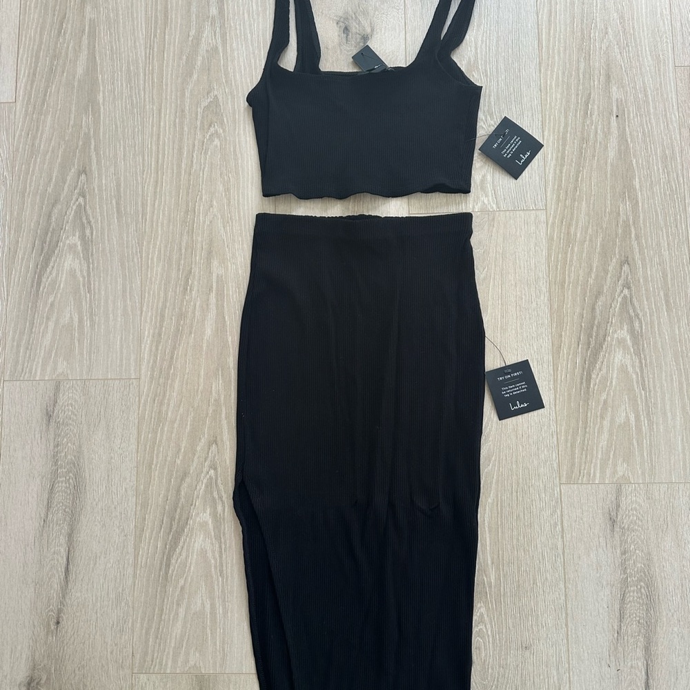 Lulu's Elegant Black Skirt Set
